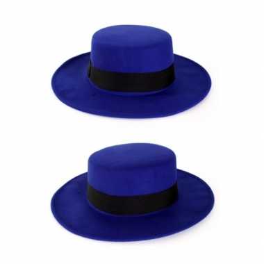 Blauwe spaanse hoed band carnavalskleding roosendaal