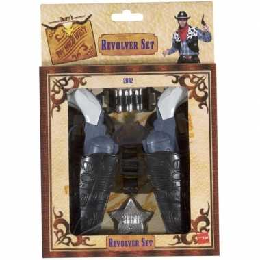 Cowboy verkleedset revolvers holster volwassenen carnavalskleding roo