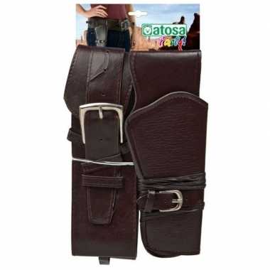 Cowboy/western holster zwart brede riem verkleed accessoire carnavals