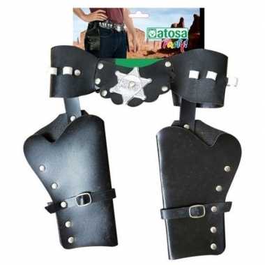 Dubbele sheriff/cowboy holsters verkleed accessoire carnavalskleding