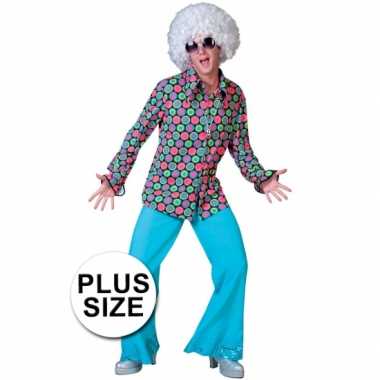 Grote maat retro disco blouse stippen carnavalskleding Roosendaal
