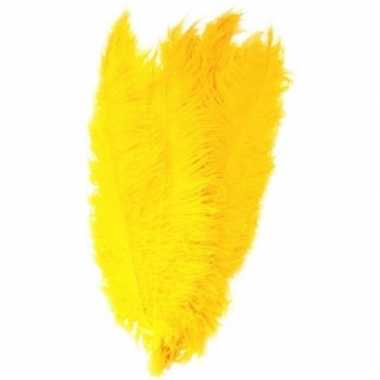 Grote veer/struisvogelveren geel verkleed accessoire carnavalskleding