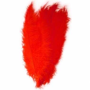 Grote veer/struisvogelveren rood verkleed accessoire carnavalskleding