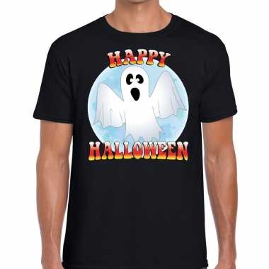 Happy halloween spook verkleed t shirt zwart heren carnavalskleding r