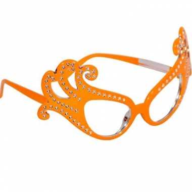 Oranje feestbril luxe montuur carnavalskleding Roosendaal