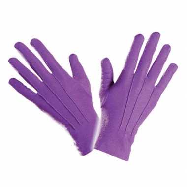 Paarse handschoenen kort carnavalskleding Roosendaal