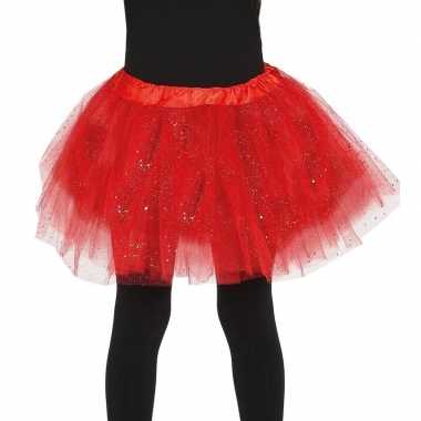 Petticoat/tutu verkleed rokje rood glitters meisjes carnavalskleding