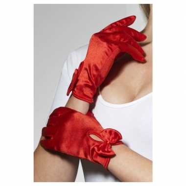 Rode korte verkleed handschoenen dames carnavalskleding roosendaal