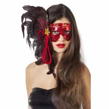Rood Venetiaans oogmasker pailletten carnavalskleding Roosendaal