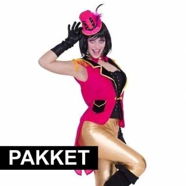 Roze accessoires slipjas inclusief roze hoedje carnavalskleding roose