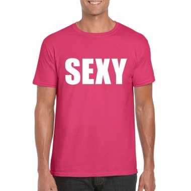 Sexy tekst t shirt roze heren carnavalskleding roosendaal