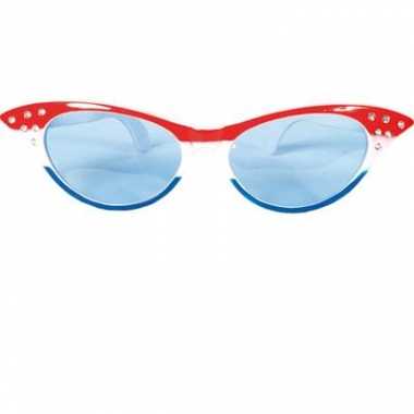 Vlinder bril rood/wit/blauw carnavalskleding Roosendaal