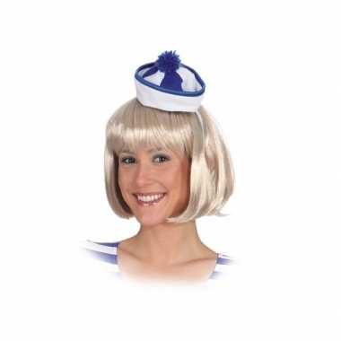 X stuks mini matrozen/zeeman hoedje blauw/wit haarband carnavalskleding roosendaal