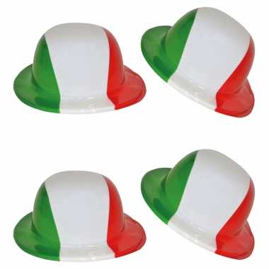 X stuks plastic bolhoed italiaanse vlag kleuren carnavalskleding roosendaal