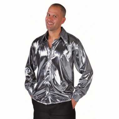 Zilver metallic overhemd heren carnavalskleding Roosendaal