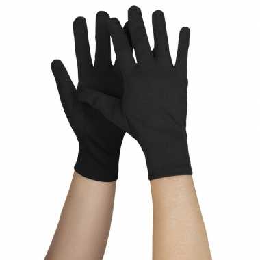 Zwarte verkleed handschoenen kort volwassenen carnavalskleding roosen
