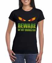 Carnavalskleding beware of my monster halloween t-shirt zwart dames roosendaal
