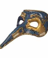 Carnavalskleding blauw venetiaans snavel masker heren roosendaal