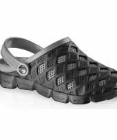 Carnavalskleding clogs heren waterschoenen zwart grijs roosendaal