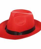 Carnavalskleding fedora hoed rood zwarte band roosendaal