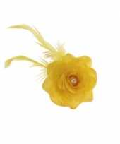 Carnavalskleding gele deco bloem speld elastiek roosendaal