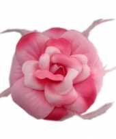 Carnavalskleding glitter bloem roze speld roosendaal