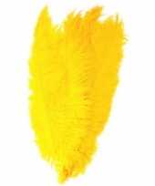 Carnavalskleding grote veer struisvogelveren geel verkleed accessoire roosendaal