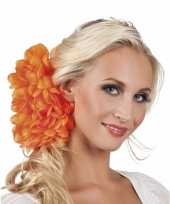 Carnavalskleding haarbloem oranje dahlia clip roosendaal