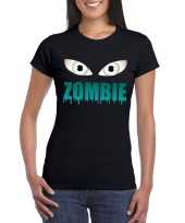 Carnavalskleding halloween zombie ogen t-shirt zwart dames roosendaal