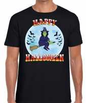 Carnavalskleding happy halloween heks verkleed t-shirt zwart heren roosendaal
