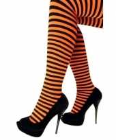 Carnavalskleding heksen verkleedaccessoires panty maillot zwart oranje dames roosendaal