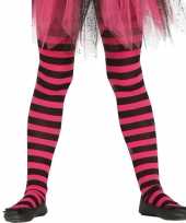 Carnavalskleding heksen verkleedaccessoires panty maillot zwart roze meisjes roosendaal