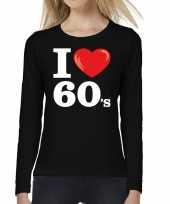 Carnavalskleding i love s sixties long sleeve t-shirt zwart dames roosendaal