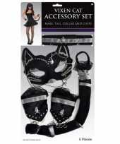 Carnavalskleding katten poezen verkleed set zwart zilver roosendaal