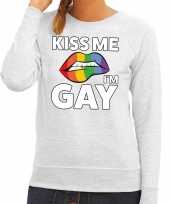 Carnavalskleding kiss me i am gay sweater grijs dames roosendaal