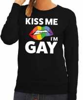 Carnavalskleding kiss me i am gay sweater zwart dames roosendaal