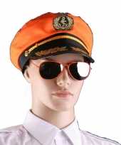 Carnavalskleding oranje zonnebril piloten model roosendaal
