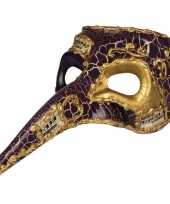 Carnavalskleding paars venetiaans snavel masker heren roosendaal