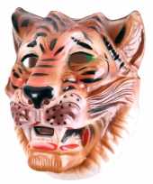 Carnavalskleding plastic bruine tijger masker volwassenen roosendaal