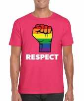 Carnavalskleding respect lgbt-shirt regenboog vuist roze heren roosendaal