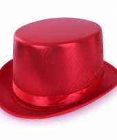 Carnavalskleding rode hoge hoed metallic volwassenen roosendaal