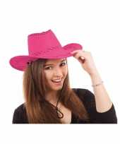 Carnavalskleding roze cowboy hoed stiksels roosendaal