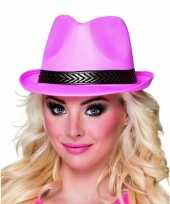 Carnavalskleding roze trilby hoed volwassenen roosendaal