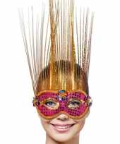 Carnavalskleding roze venetiaans masker sprieten roosendaal