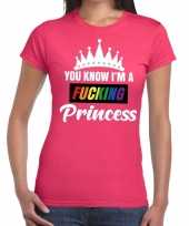 Carnavalskleding roze you know i am a fucking princess gay pride t-shirt dames roosendaal