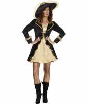 Carnavalskleding sexy piraten dames jurkje zwart goud roosendaal