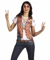 Carnavalskleding shirt hippie opdruk dames roosendaal