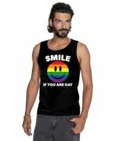 Carnavalskleding smile if you are gay emoticon tanktop singlet-shirt zwart heren roosendaal