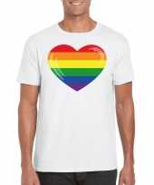Carnavalskleding t-shirt regenboog vlag hart wit heren roosendaal