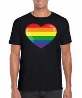 Carnavalskleding t-shirt regenboog vlag hart zwart heren roosendaal